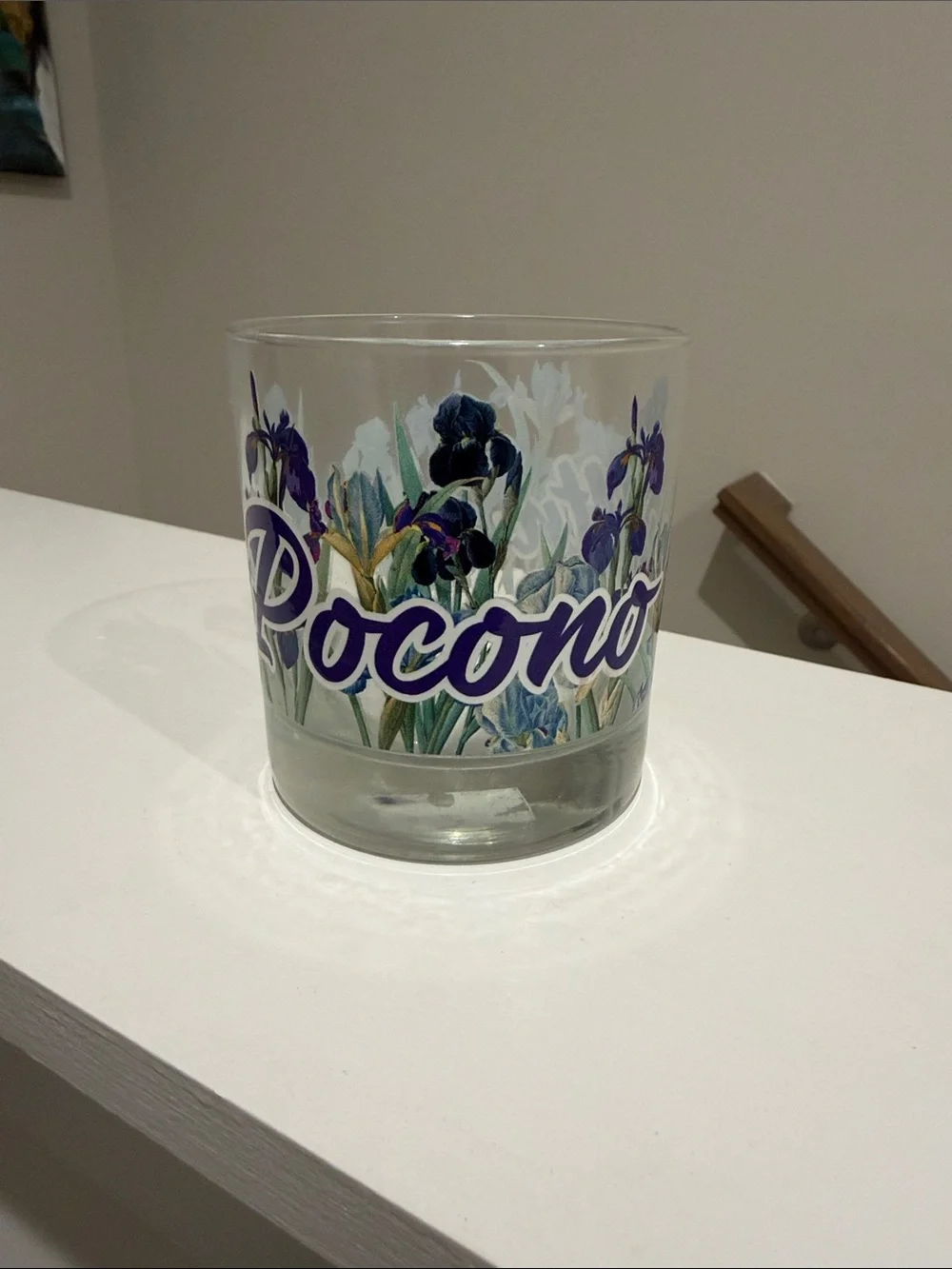 Floral Glass Tumbler - Purple Floral Design